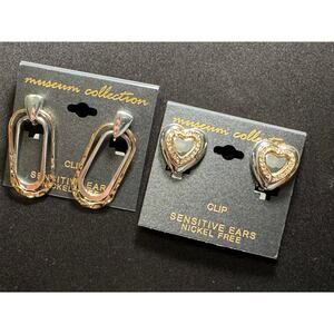 Vintage NOS 2 Pairs Nickel Free Clip On Earrings